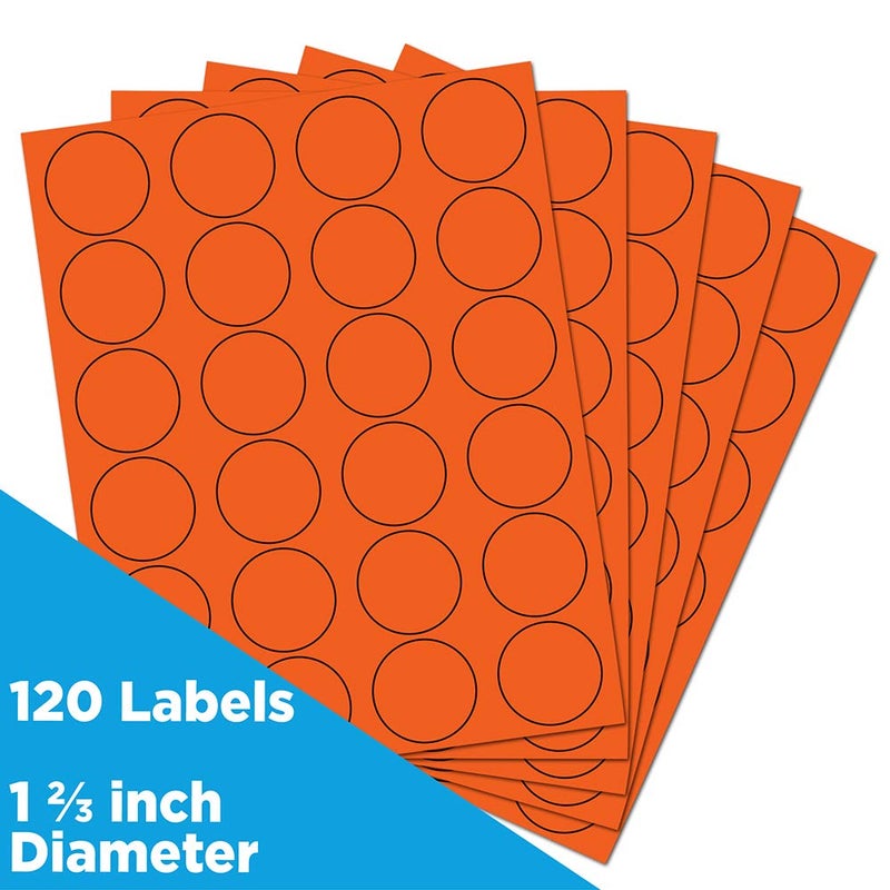 JAM PAPER Circle Label Sticker Seals - 1 2/3 Inch Diameter - Orange - 120 Round Labels/Pack - Image 2